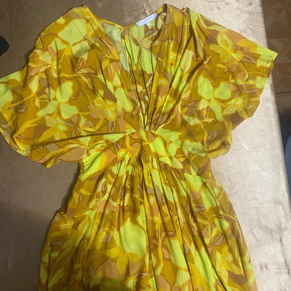 Olivaceous Yellow Green Wrap Sundress - Picture 8 of 10